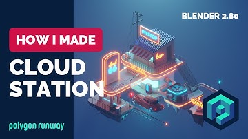 Cloud Station in Blender 2.8 - Low Poly 3D Modeling Timelapse Tutorial