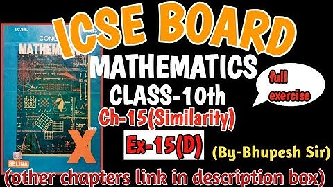 SIMILARITY || EX-15(D) || FULL || CH-15 || CL-10TH ICSE || SELINA CONCISE @ProblemsBeater