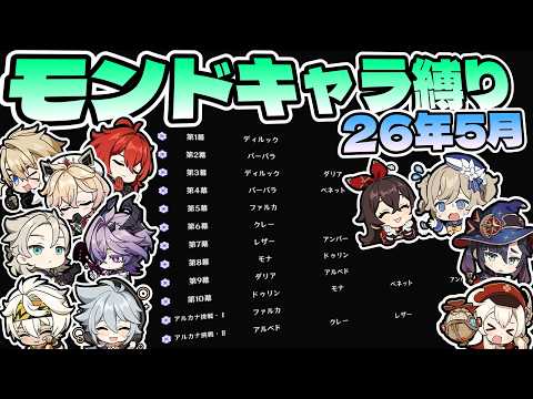 【原神】26年5月 幻想シアター モンドキャラ縛り星12/Imaginarium Theater Mondstadt Only ☆12