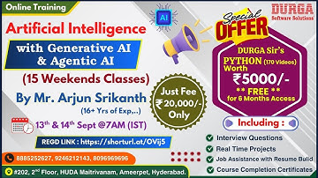 Artificial Intelligence with Generative AI & Agentic AI (15 Weekends) Online Training @ DURGASOFT