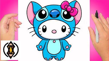How To Draw Hello Kitty Dressed As Stitch | Cute Drawing Tutorial