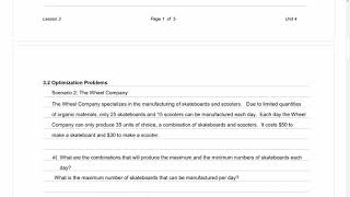 FOM11 Unit 4 Lesson 3: Optimization I (Part 1)