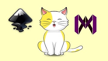 Creating a Cute Cat Cartoon in Inkscape. Vector drawing. Illustration. Speed video.
