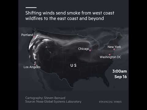 US fires smoke map
