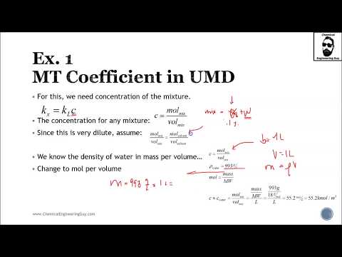 Ex. Mass Transfer Coefficient in Unimolecular Diffusion Case (UMD) (Lec162)