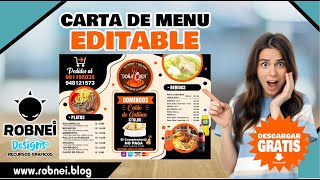 Carta de Menú para Restaurante Editable en CorelDRAW y Canva