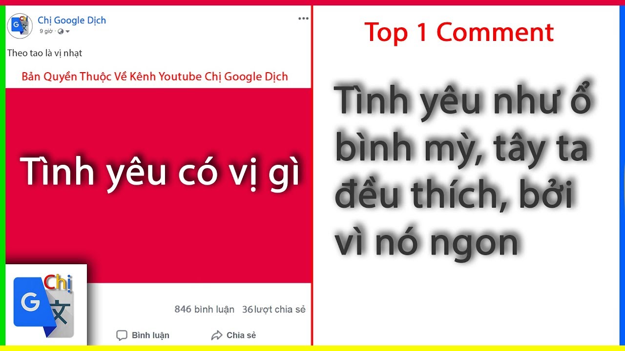 Top Comment P14: Tình yêu có vị gì - Chị Google Dịch - YouTube