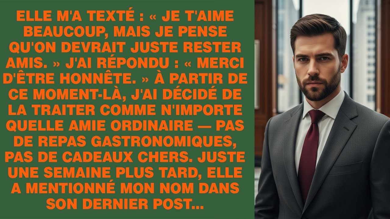 Un mardi soir, je suis resté assis dans ma cuisine, les yeux fixés sur mon téléphone qui venait de sonner. L'écran affichait son prénom. Camille. Cela faisait des semaines que je m'étais éloigné,...