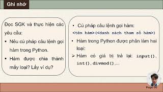 Tin học lớp 10 - Bài 26: Hàm trong Python