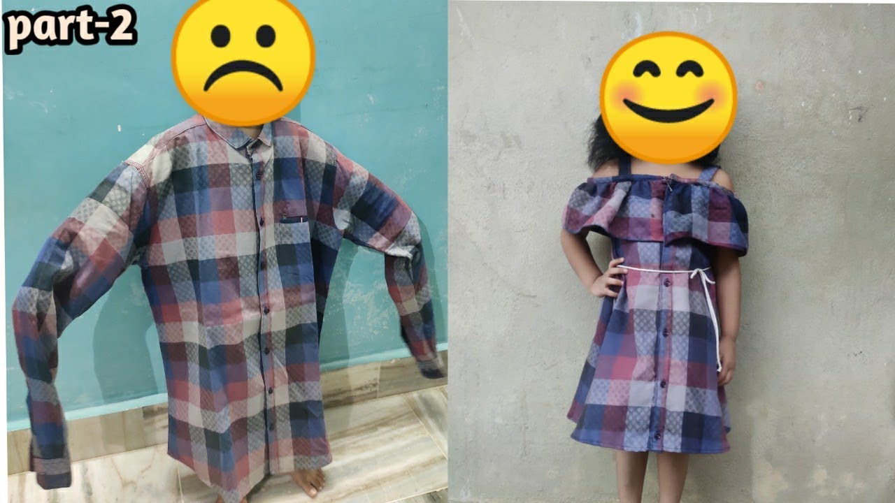 Convert old men's shirt into western baby dress Quick DIY Part-2 stiching in telugu||