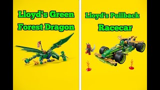 Lego Ninjago Dragons Rising Season 3 Part 1 Lloyds Green Forest Dragon and PullBack RaceCar Review