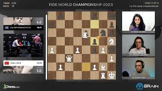 IAN NEPOMNIACHTCHI MAKES A TERRIBLE GAME LOSING BLUNDER AGAINST DING LIREN IN GAME 12!!