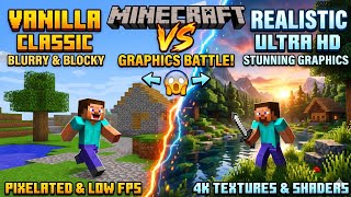 Minecraft Vanilla vs Minecraft Realistic Shaders Comparison | 4k Texture Pack.