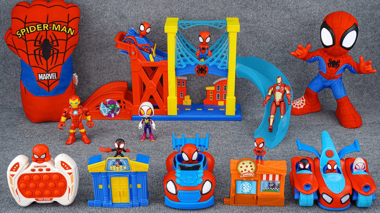 Marvel Spiderman Collection Unboxing Review| LEGO Iron Man Armor Maker Lab |Web Squad City Chase Set