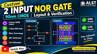 Custom 2-Input NOR Gate | 90nm CMOS Layout & DRC/LVS | Analog Layout Studio Custom 2-Input NOR Gate | 90nm CMOS Layout & DRC/LVS | Analog Layout Studio