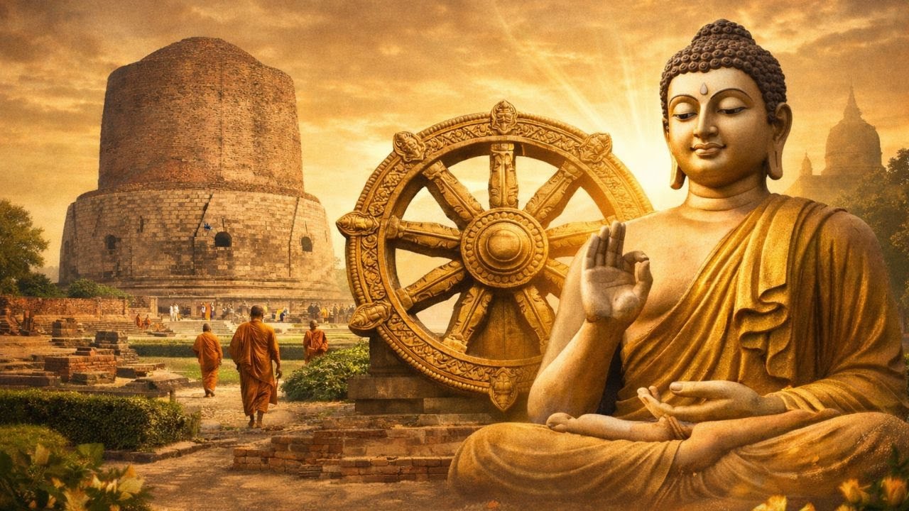 “सारनाथमध्ये बुद्धांच्या पहिल्या उपदेशाच्या पावलांवर… “जिथे प्रथम  धम्मचक्र फिरले