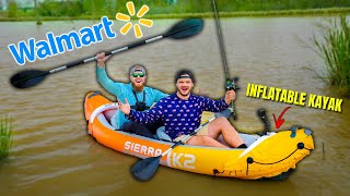 1v1 Walmart INFLATABLE Kayak Fishing CHALLENGE ($500 MISTAKE!!)