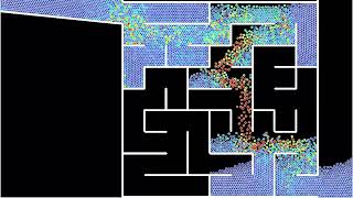 Solving a larger maze with gravity and sand
