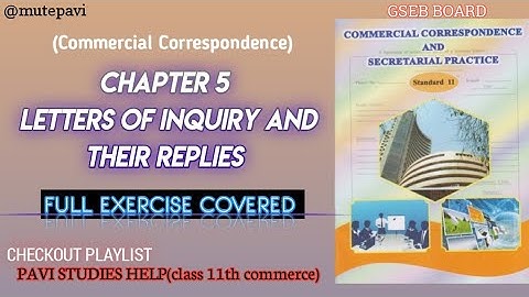 Ch:-5 Letters Of Inquiry And Their Replies • Full Exercise Questions • SP CC ||