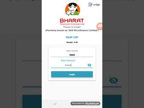 How to login rdsp csp of bharat finecial inclusion limited