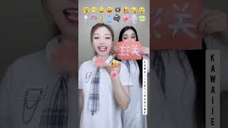 Funny Sisters Emoji Eating Challenge | #asmr #food #shorts screenshot 3