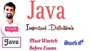 Top 10 Java Important Definitions | JVM, OOPs, AWT, Swing, Thread | Telugu