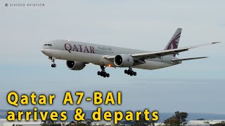 Qatar Airways (A7-BAI) arriving and departing RW03 at Perth Airport.
