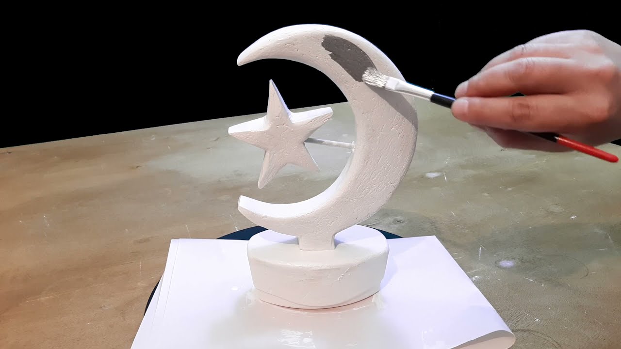 How to make a crescent moon Ramadan from plaster كيفية صنع هلال رمضان من الجبس