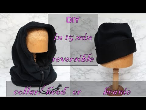 DIY in 15 min reversible collar/hood or beanie ! For beginners too ...