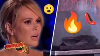 Magic Trick Gone Wrong Magician Sets Fire To Amandas Shoe On Britainss Got Talent