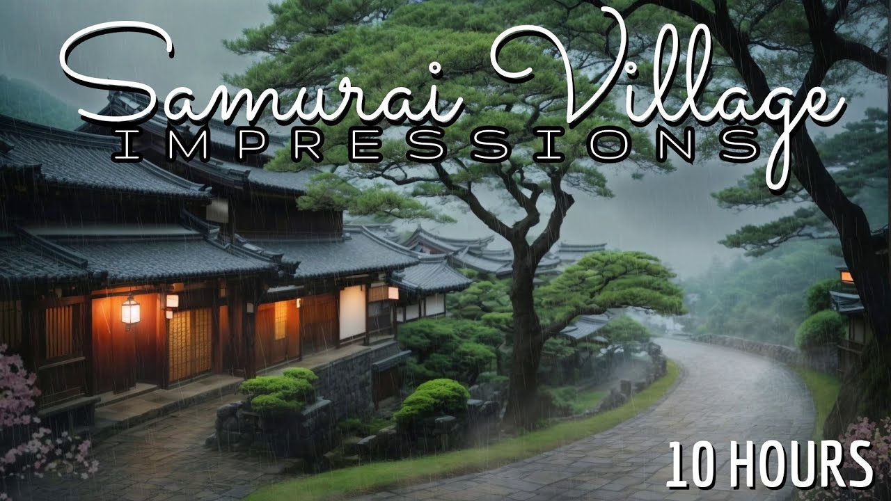 ⚠️SAMURAI VILLAGE IMPRESSIONS - 10 HOURS - HANS ZIMMER - JAPANESE MUSIC RAIN MEDITATION - ASMR - 4K