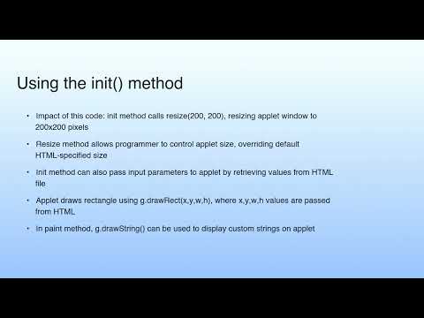 Using the init() method | Lecture 05: Java Applet Programming