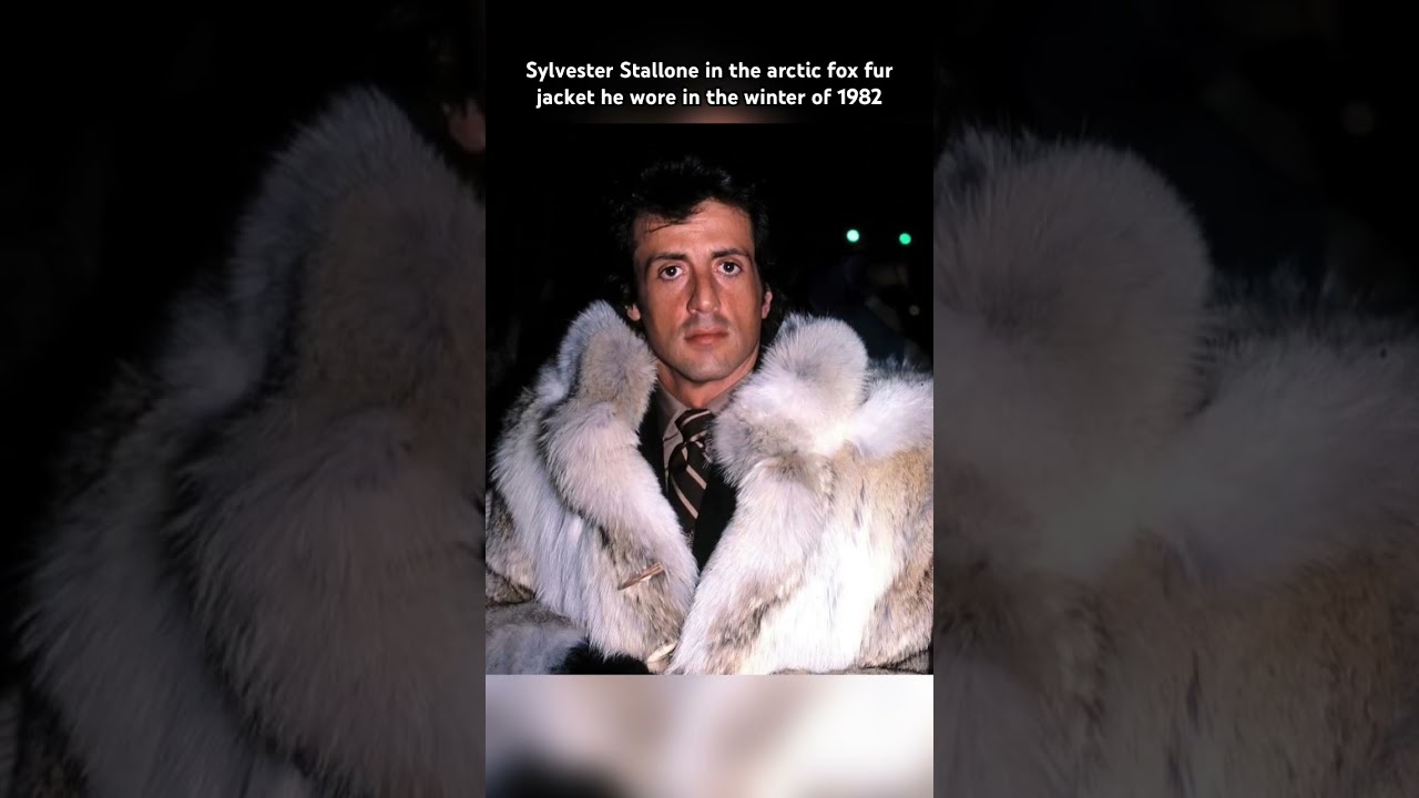 Sylvester Stallone in the arctic fox fur jacket he wore in the winter of 1982 