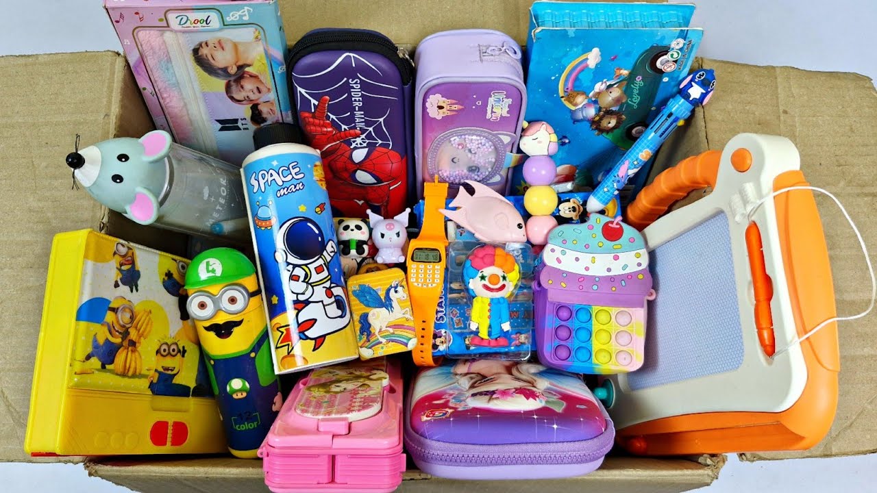 Cute Stationery collection🥰Calculator Watch, Popit Pouch, Geometry, Board, Pencil Box, Colors, Pen