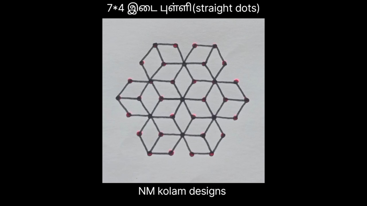 April 23- Wednesday kolam/7*4 middle dots/Daily kolam/easy kolam design