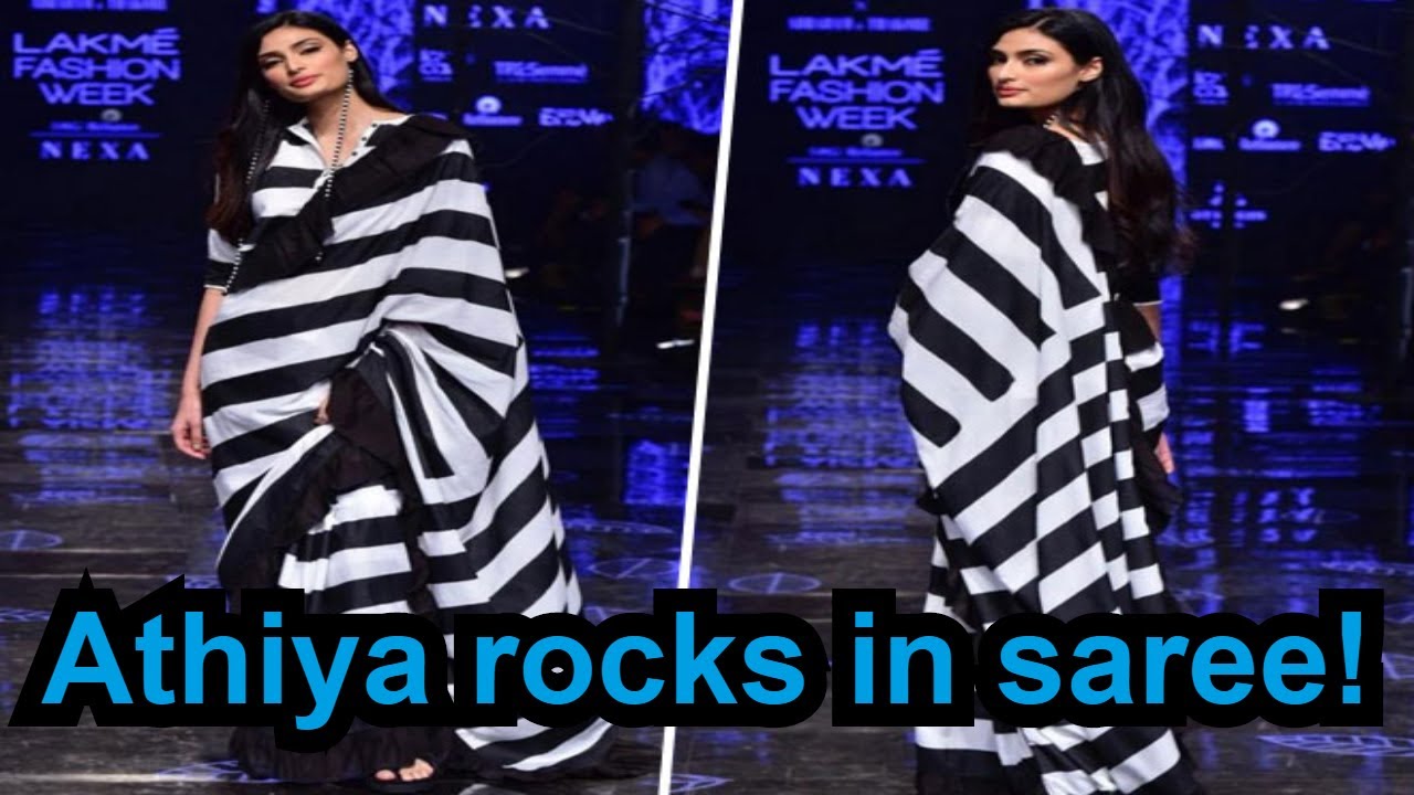 english news today live LFW 2019: Athiya Shetty walks the ramp in monochrome saree
