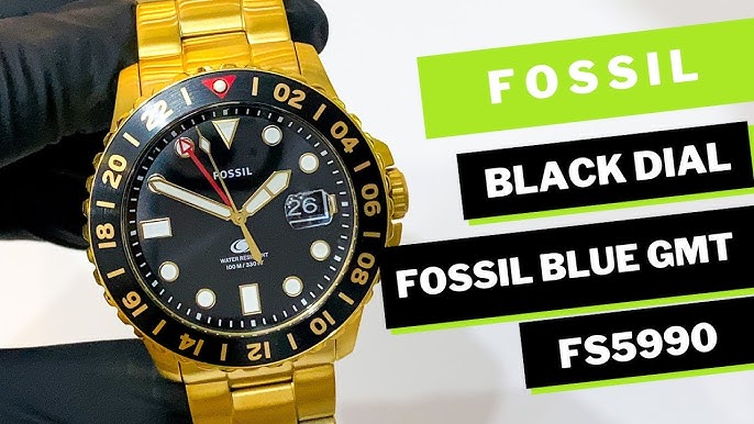 Fossil Machine Three-Hand Date Black Stainless Steel FS5971 - YouTube