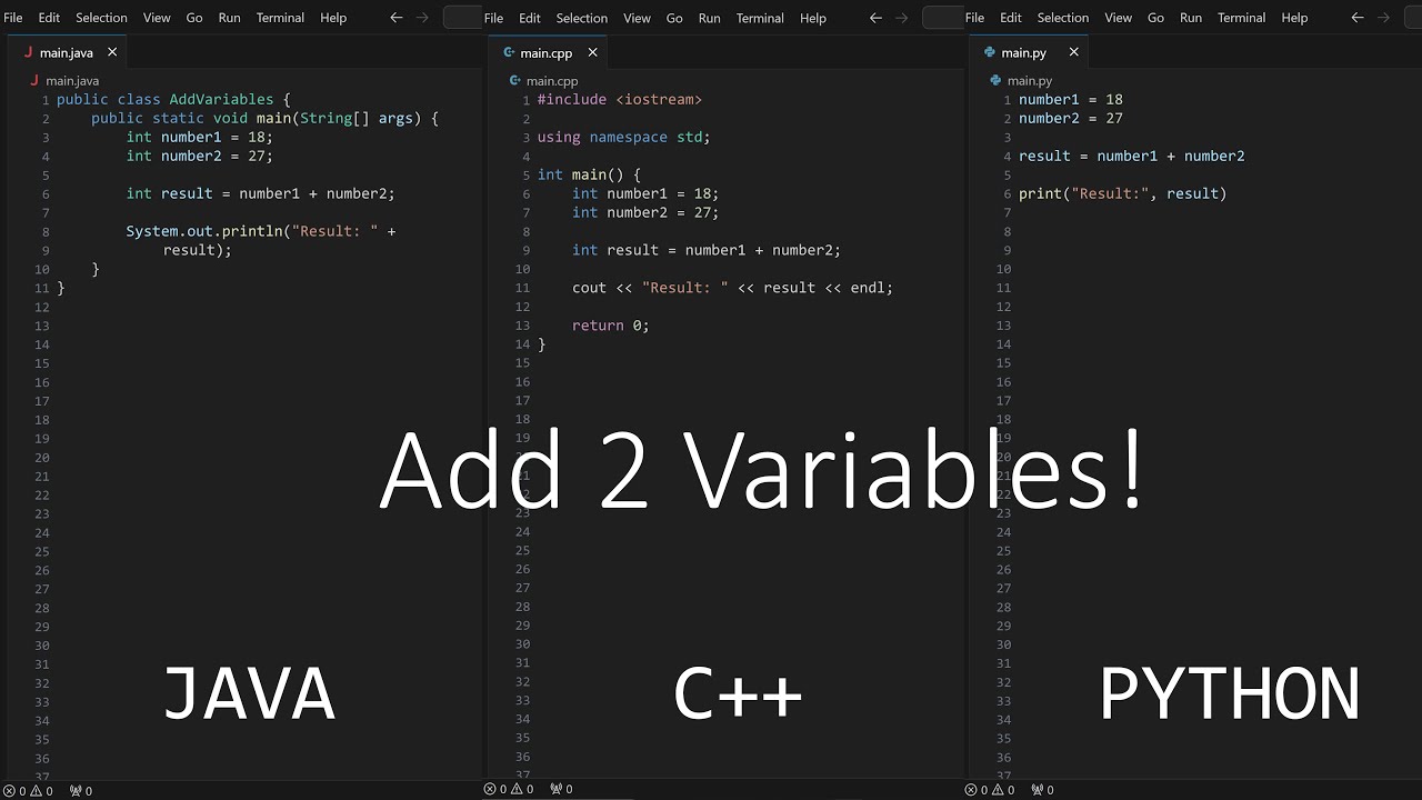 Java vs C++ vs Python side-by-side comparison - YouTube