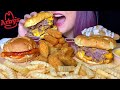 ASMR ARBY’S MUKBANG (NO TALKING) HALF POUND BEEF N CHEDDAR + BUFFALO CRISPY CHICKEN