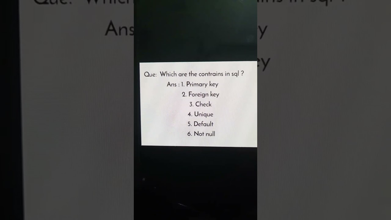 Which are the contrains in sql?