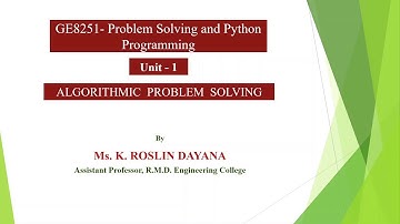 GE8151 Unit 1 Algorithmic Problem Solving Video