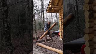 Log Cabin Build Alone in the Wilderness - Installing a Wood Floor and Making a Door | Episode 05