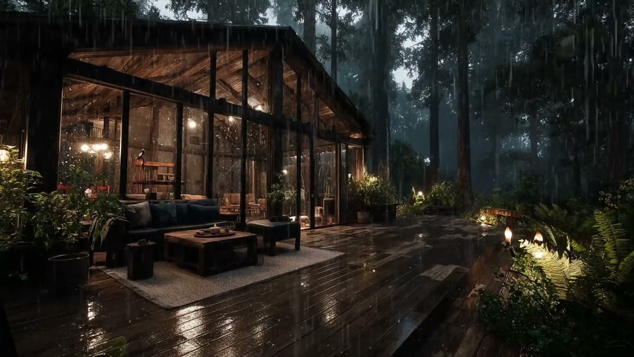 Deep Relaxation Rain 🌧️ Heavy Rain in Mountain View Bedroom at Night
