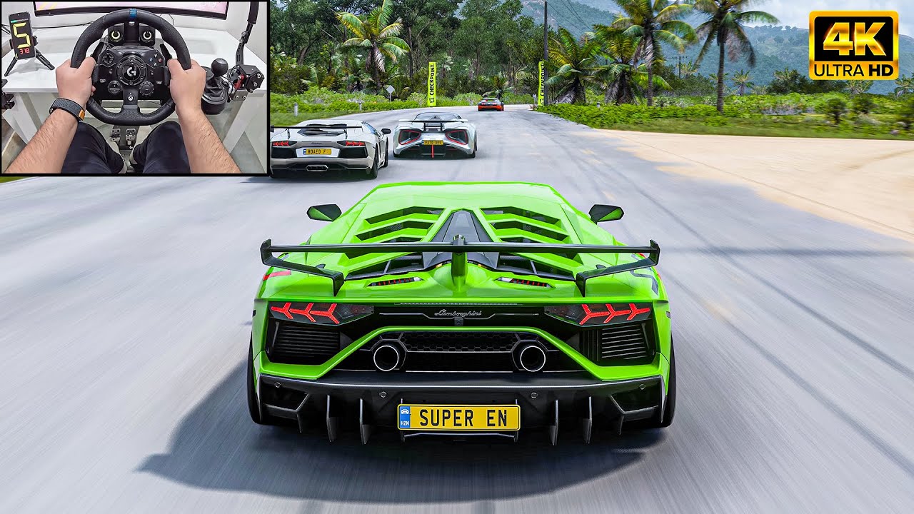 Lamborghini Aventador SVJ VS Hypercars - Forza Horizon 5 | Logitech G923 Steering Wheel