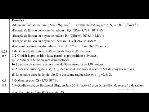 La physique nucléaire 2 (discussion) - examen national 2018 - SM