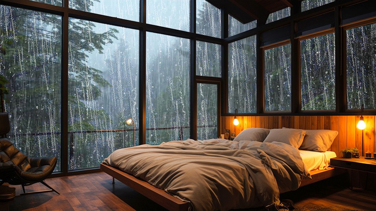 Regengeräusche zum Einschlafen – Starker Regen und Donner für langanhaltende Ruhe 🌧️Weißes Rauschen