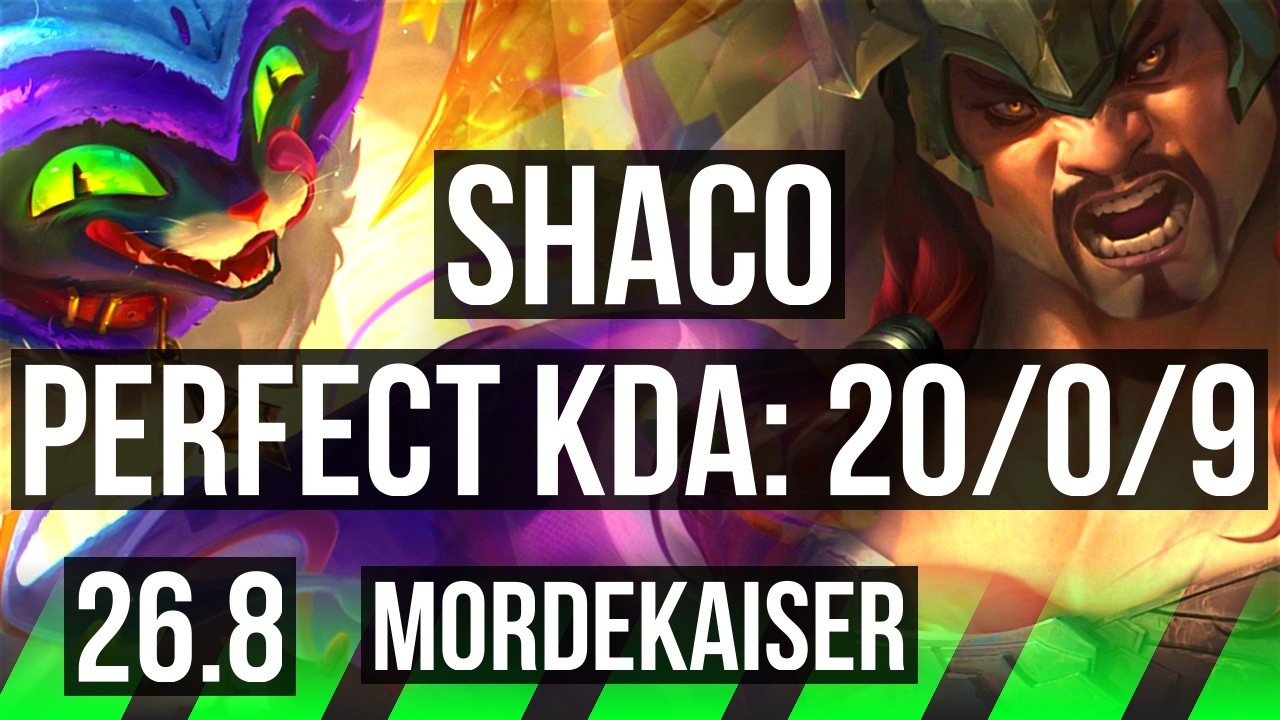 SHACO vs MORDEKAISER (JGL) | Perfect KDA: 20/0/9 | EUW Diamond | 26.8 ...