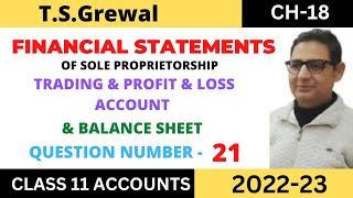 FINANCIAL STATEMENTS Chapter - 18 T S Grewal Solution Question no-21 Class