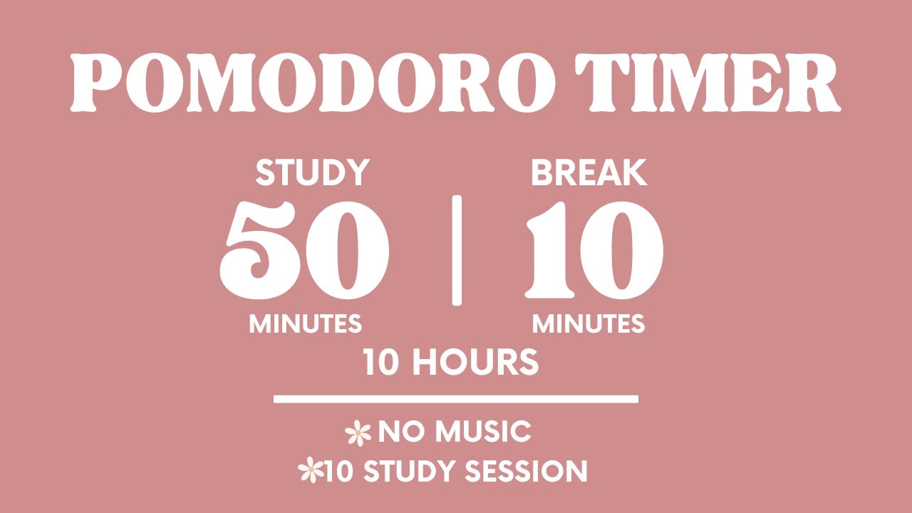 📚STUDY WITH ME FOR 10 HOURS  | 50 MINS STUDY / 10 MINS BREAK | NO MUSIC | WITH ALARMS💙