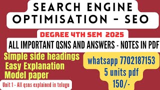 Search engine optimisation important qsns with answers 2025 degree 4th semester pdf #searchengine